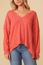 Load image into Gallery viewer, Thermal High Low V-Neck Oversized Top
