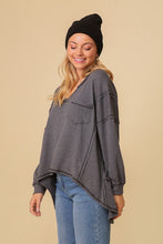 Load image into Gallery viewer, Thermal High Low V-Neck Oversized Top