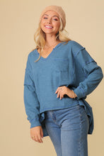 Load image into Gallery viewer, Thermal High Low V-Neck Oversized Top