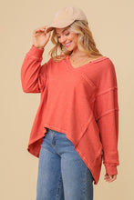 Load image into Gallery viewer, Thermal High Low V-Neck Oversized Top