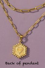 Load image into Gallery viewer, 2 row brass double sided hexagon initial necklace