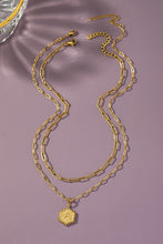 Load image into Gallery viewer, 2 row brass double sided hexagon initial necklace