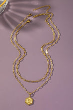 Load image into Gallery viewer, 2 row brass double sided hexagon initial necklace