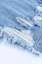 Load image into Gallery viewer, High Rise Crossover Waist Denim Shorts