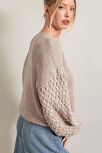 Load image into Gallery viewer, Parchment Cable Knit Sleeve Drop Shoulder Sweater