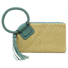 Load image into Gallery viewer, Straw Cuff Handle Tassel Wristlet Clutch