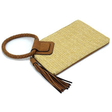 Load image into Gallery viewer, Straw Cuff Handle Tassel Wristlet Clutch