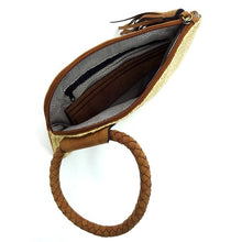 Load image into Gallery viewer, Straw Cuff Handle Tassel Wristlet Clutch