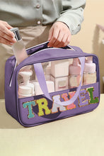 Load image into Gallery viewer, Mint Green TRAVEL Chenille Letter Clear PVC Makeup Bag