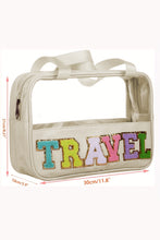 Load image into Gallery viewer, Mint Green TRAVEL Chenille Letter Clear PVC Makeup Bag