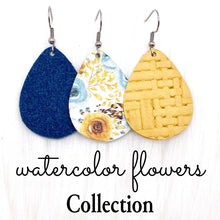 Load image into Gallery viewer, 1.5&quot; Watercolor Flowers Mini Collection (Leather) -Earrings