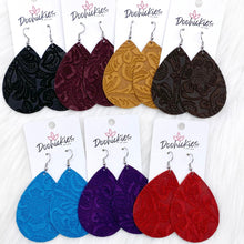 Load image into Gallery viewer, 2.5&quot; Embossed Suede Teardrops -Earrings