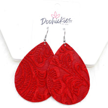 Load image into Gallery viewer, 2.5&quot; Embossed Suede Teardrops -Earrings