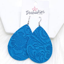 Load image into Gallery viewer, 2.5&quot; Embossed Suede Teardrops -Earrings