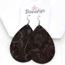 Load image into Gallery viewer, 2.5&quot; Embossed Suede Teardrops -Earrings