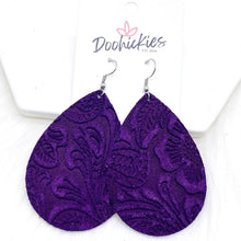 Load image into Gallery viewer, 2.5&quot; Embossed Suede Teardrops -Earrings