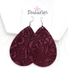 Load image into Gallery viewer, 2.5&quot; Embossed Suede Teardrops -Earrings