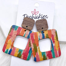 Load image into Gallery viewer, 2&quot; Walnut &amp; Fall Cubie Dangles -Fall Earrings