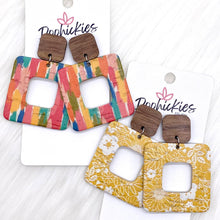 Load image into Gallery viewer, 2&quot; Walnut &amp; Fall Cubie Dangles -Fall Earrings