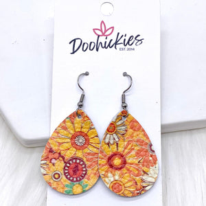 1.5" Boho Daisies Mini Collection -Fall Leather Earrings