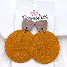 Load image into Gallery viewer, 2&quot; Walnut &amp; Fall Embossed Piggyback Dangles -Fall Earrings