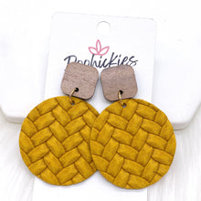 Load image into Gallery viewer, 2&quot; Walnut Cube &amp; Box Braided Piggyback Dangles -Fall Earrings