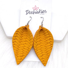 Load image into Gallery viewer, 2.5&quot; Fall Braided Petals -Fall Leather Earrings