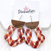 Load image into Gallery viewer, 2.5&quot; Walnut &amp; Fall Cork Loopies- Fall Earrings