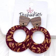 Load image into Gallery viewer, 2&quot; Walnut &amp; Fall Willow Lil&#39; O Dangles- Fall Cork Earrings