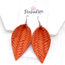 Load image into Gallery viewer, 2.5&quot; Fall Braided Petals -Fall Leather Earrings