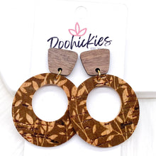 Load image into Gallery viewer, 2&quot; Walnut &amp; Fall Willow Lil&#39; O Dangles- Fall Cork Earrings