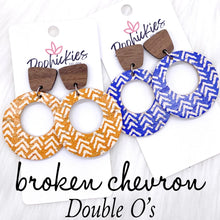 Load image into Gallery viewer, 2&quot; Walnut &amp; Broken Chevron Lil&#39; O Dangles- Fall Cork Earrings