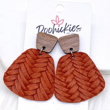 Load image into Gallery viewer, 2&quot; Walnut &amp; Fall Braided Jasmine Dangles -Fall Leather Earrings