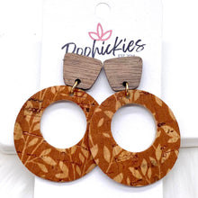 Load image into Gallery viewer, 2&quot; Walnut &amp; Fall Willow Lil&#39; O Dangles- Fall Cork Earrings