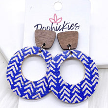 Load image into Gallery viewer, 2&quot; Walnut &amp; Broken Chevron Lil&#39; O Dangles- Fall Cork Earrings