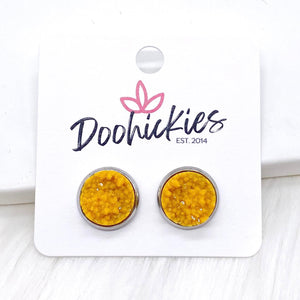 12mm Autumn Crystal Singles in Stainless Steel Settings -Fall Earrings