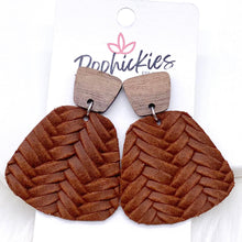 Load image into Gallery viewer, 2&quot; Walnut &amp; Fall Braided Jasmine Dangles -Fall Leather Earrings