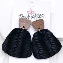 Load image into Gallery viewer, 2&quot; Walnut &amp; Fall Braided Jasmine Dangles -Fall Leather Earrings