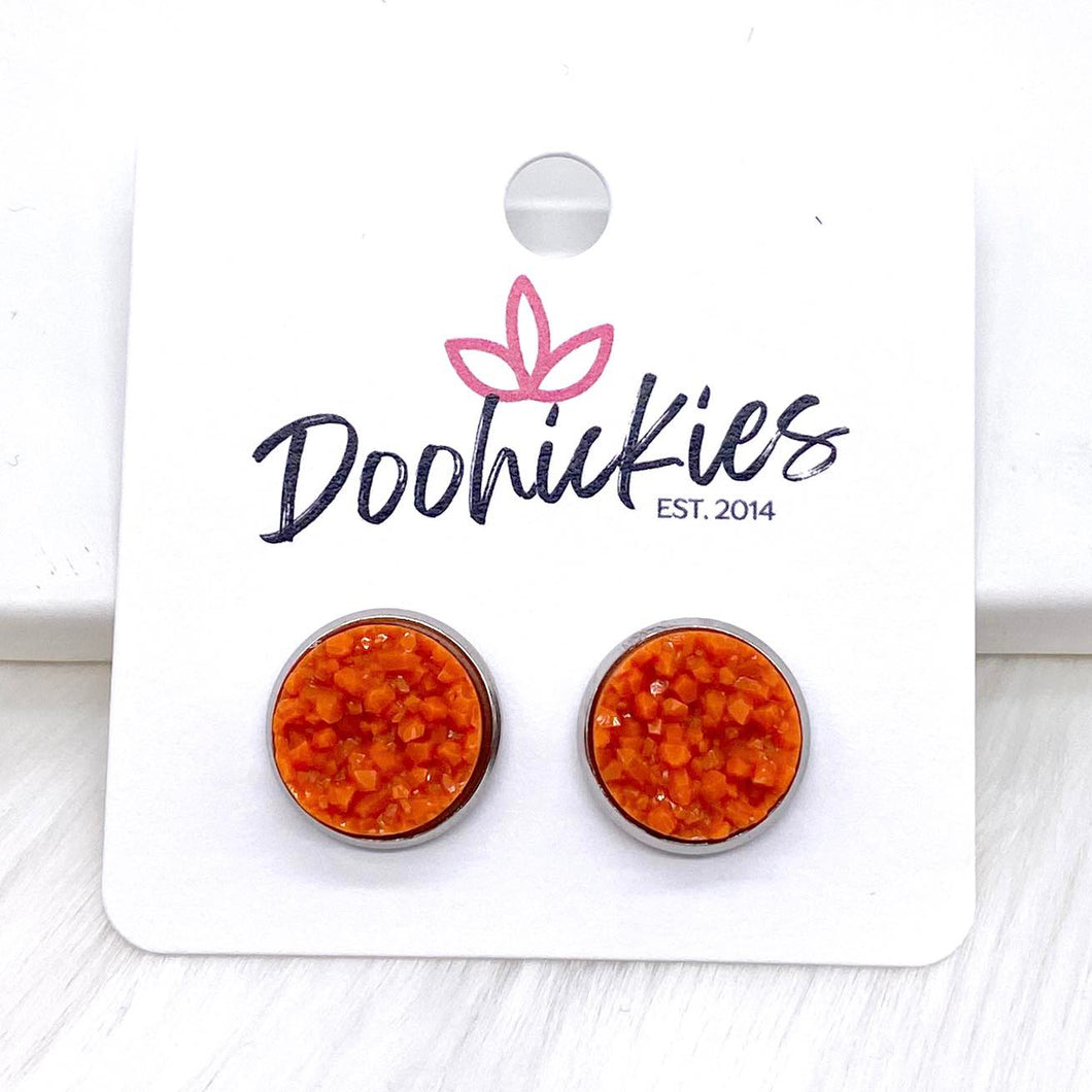 12mm Autumn Crystal Singles in Stainless Steel Settings -Fall Earrings