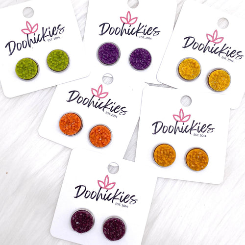 12mm Autumn Crystal Singles in Stainless Steel Settings -Fall Earrings