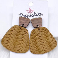 Load image into Gallery viewer, 2&quot; Walnut &amp; Fall Braided Jasmine Dangles -Fall Leather Earrings