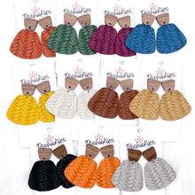 Load image into Gallery viewer, 2&quot; Walnut &amp; Fall Braided Jasmine Dangles -Fall Leather Earrings