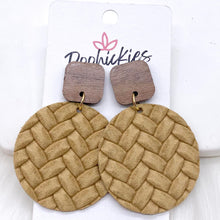 Load image into Gallery viewer, 2&quot; Walnut Cube &amp; Box Braided Piggyback Dangles -Fall Earrings