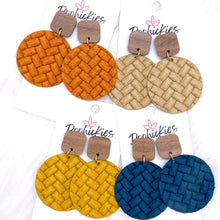 Load image into Gallery viewer, 2&quot; Walnut Cube &amp; Box Braided Piggyback Dangles -Fall Earrings