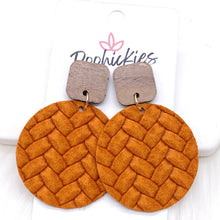 Load image into Gallery viewer, 2&quot; Walnut Cube &amp; Box Braided Piggyback Dangles -Fall Earrings