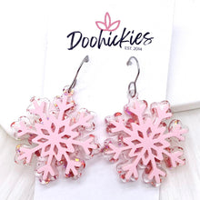 Load image into Gallery viewer, 1.5&quot; Layered Shimmer Snowflakes -Christmas Acrylic Earrings