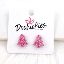 Load image into Gallery viewer, 15mm Pinky Trees Studs -Christmas Earrings