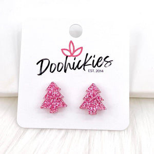 15mm Pinky Trees Studs -Christmas Earrings