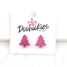 Load image into Gallery viewer, 15mm Pinky Trees Studs -Christmas Earrings