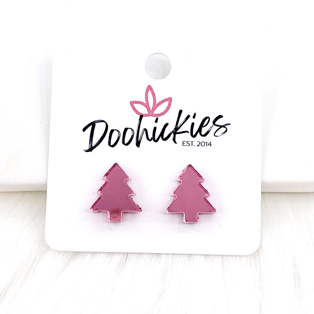 15mm Pinky Trees Studs -Christmas Earrings